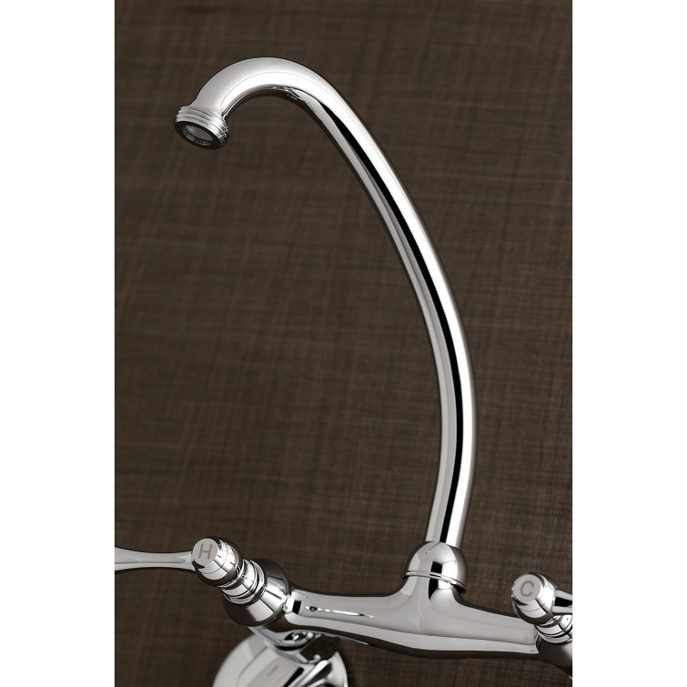 Polished Chrome Dual Handle Wall Mount Laundry Faucet