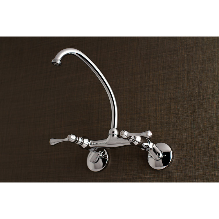 Polished Chrome Dual Handle Wall Mount Laundry Faucet