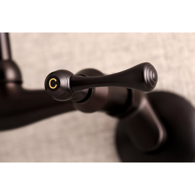 Oil Rubbed Bronze Wall Mount Laundry Faucet with Dual Handles