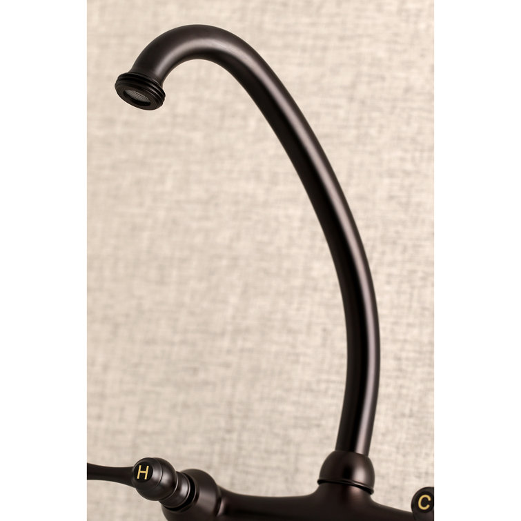 Oil Rubbed Bronze Wall Mount Laundry Faucet with Dual Handles
