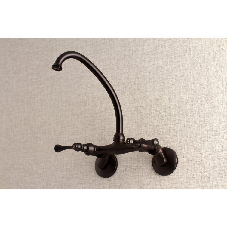 Oil Rubbed Bronze Wall Mount Laundry Faucet with Dual Handles