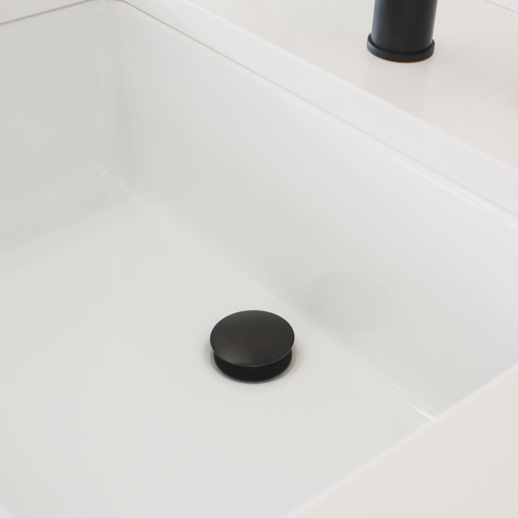 Matte Black Brass Pop-Up Drain Assembly with Overflow