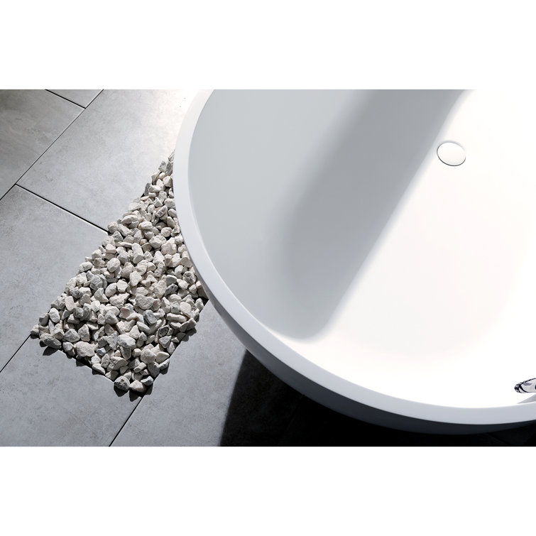 Matte White 70-Inch Oval Freestanding Acrylic Bathtub