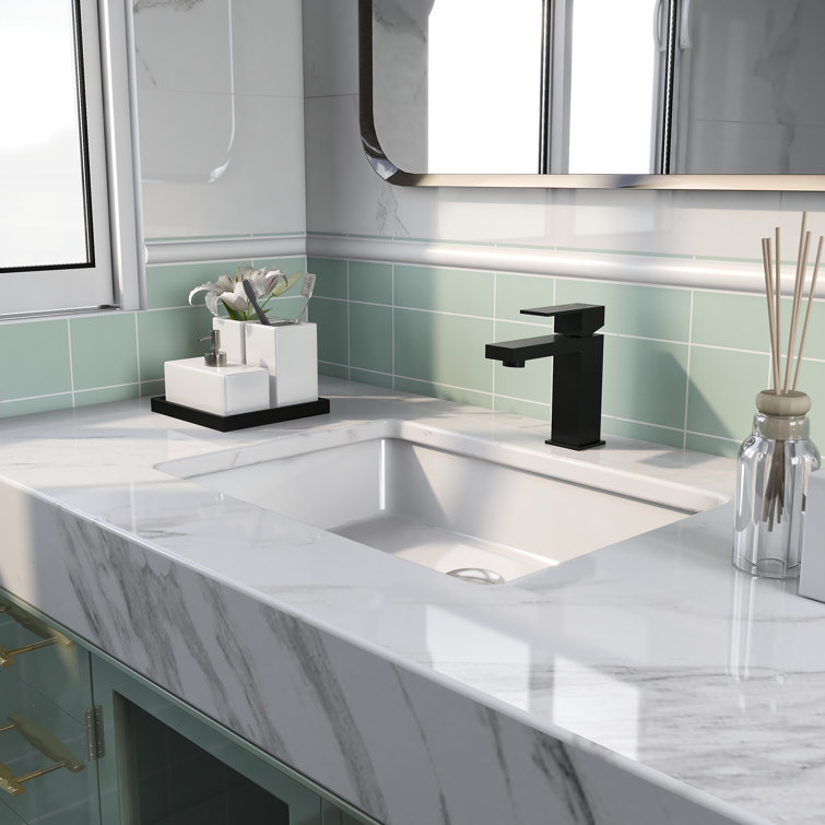 DeerValley 22" White Ceramic Rectangular Undermount Bathroom Sink