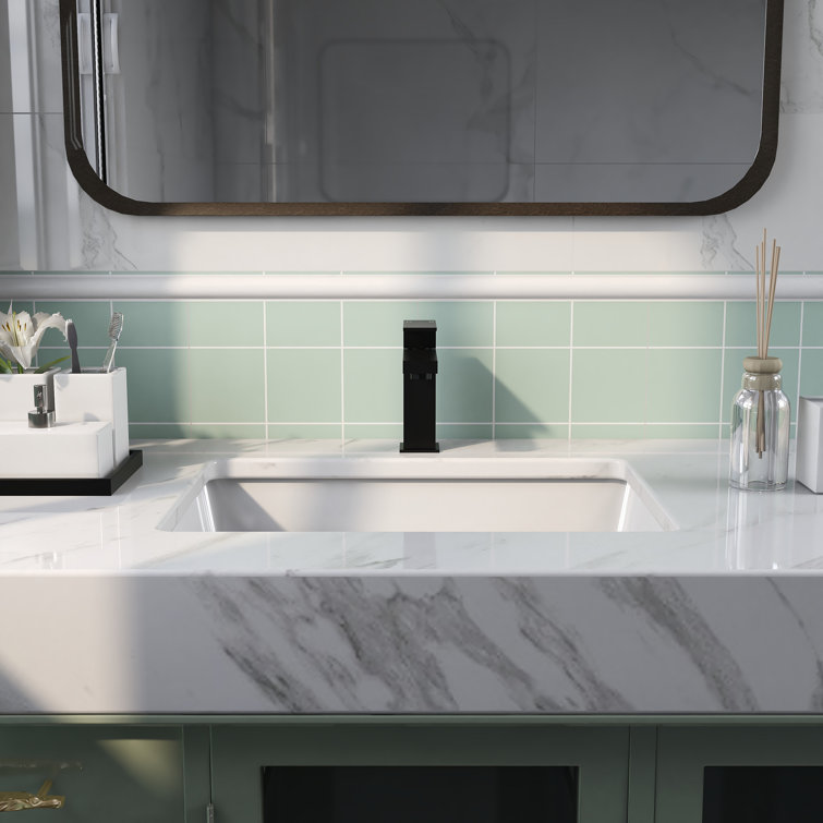 DeerValley 22" White Ceramic Rectangular Undermount Bathroom Sink