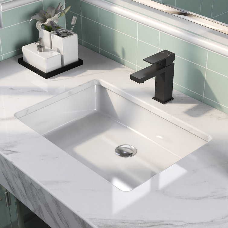 DeerValley 22" White Ceramic Rectangular Undermount Bathroom Sink