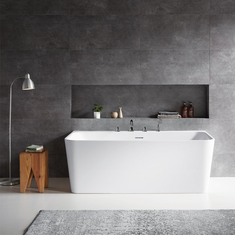 Dashiel 67'' White Acrylic Freestanding Soaking Bathtub