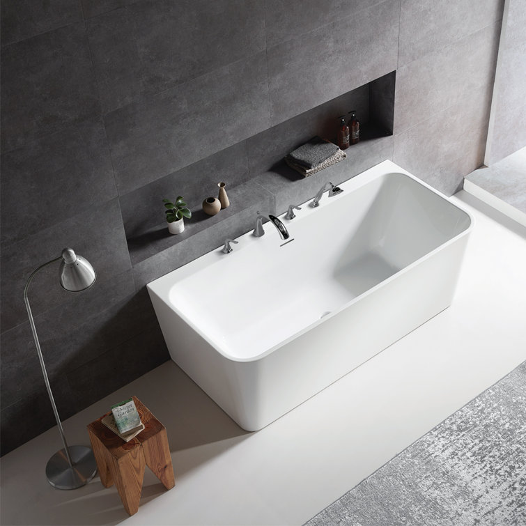 Dashiel 67'' White Acrylic Freestanding Soaking Bathtub