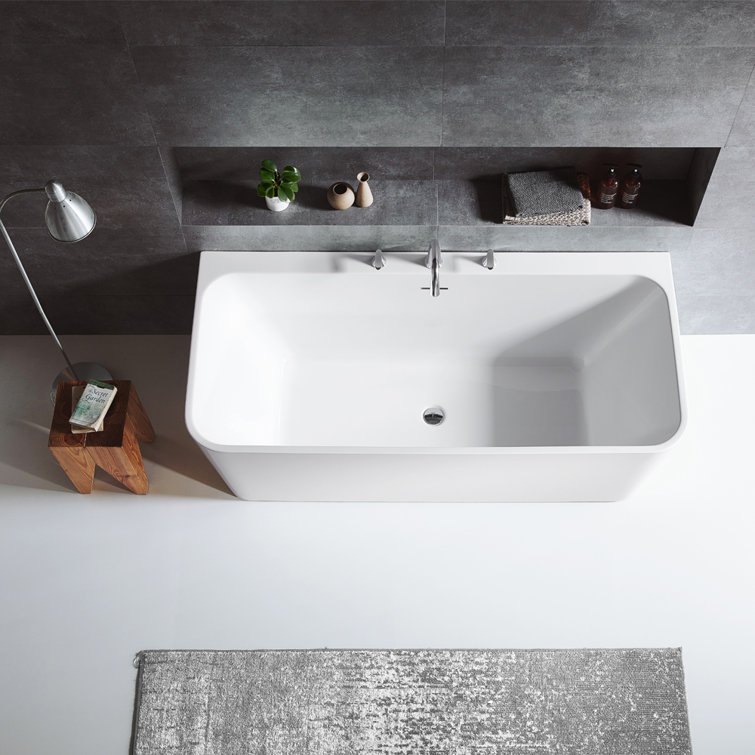 Dashiel 67'' White Acrylic Freestanding Soaking Bathtub