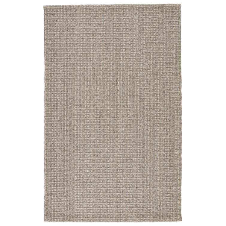 Handwoven Gray Wool and Sisal Area Rug with Subtle Stripe Pattern