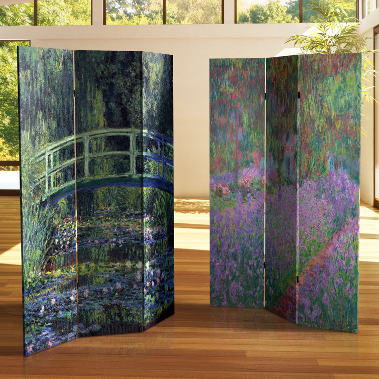 6 ft Tall Double Sided Monet Canvas Room Divider