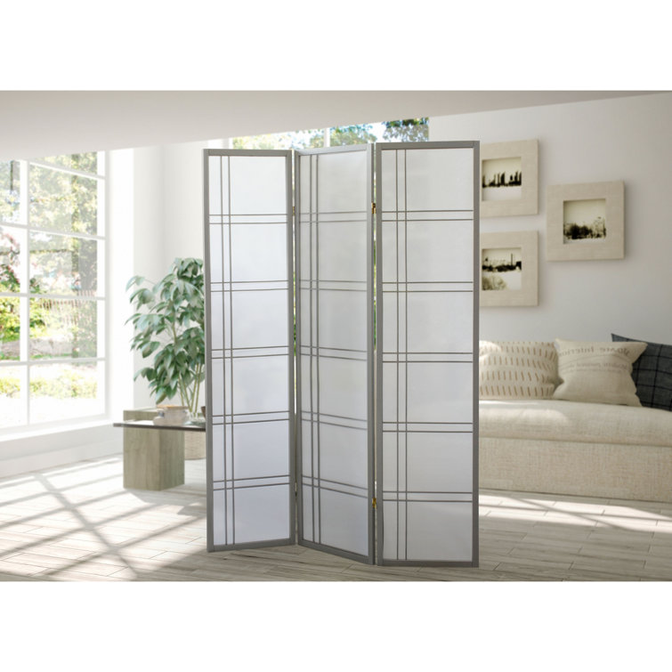 White 6 ft. Tall Shoji Folding Room Divider with Hardwood Frame