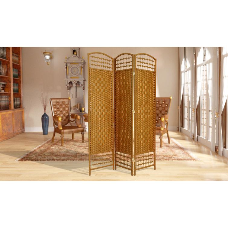 White 5 1/2 ft. Tall Fiber Weave 4-Panel Room Divider