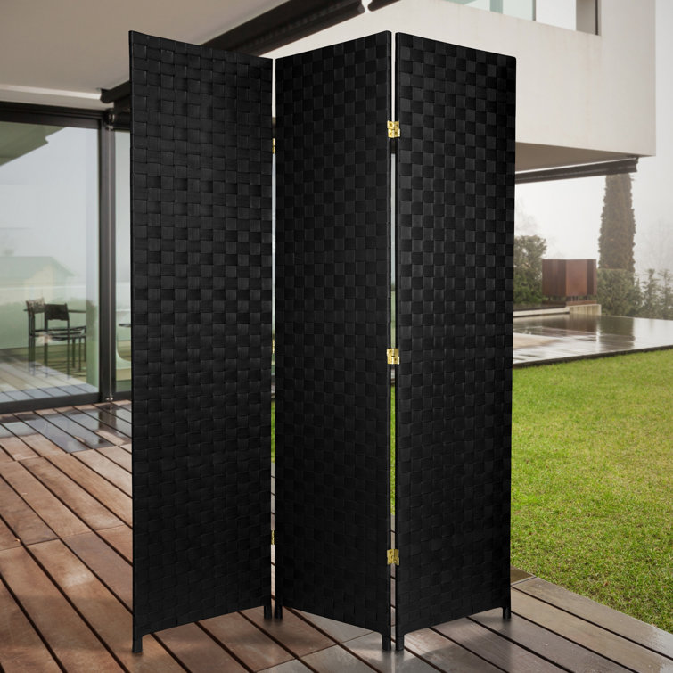 Black Woven Vinyl 6 ft. Tall Folding Room Divider