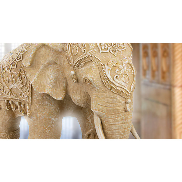 20" Patinated Ivory Resin Elephant Statue