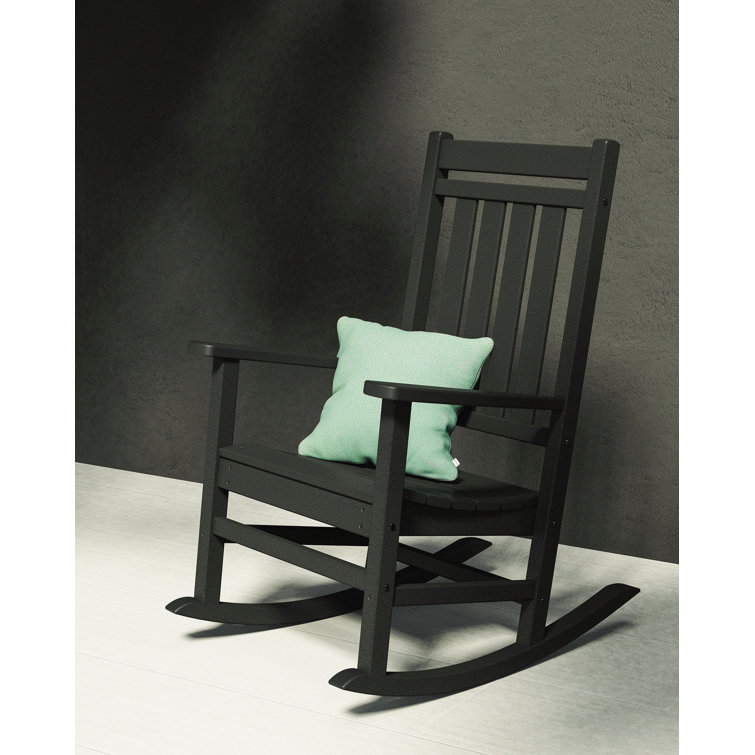 Black Polywood Traditional Porch Rocking Chair with Arms