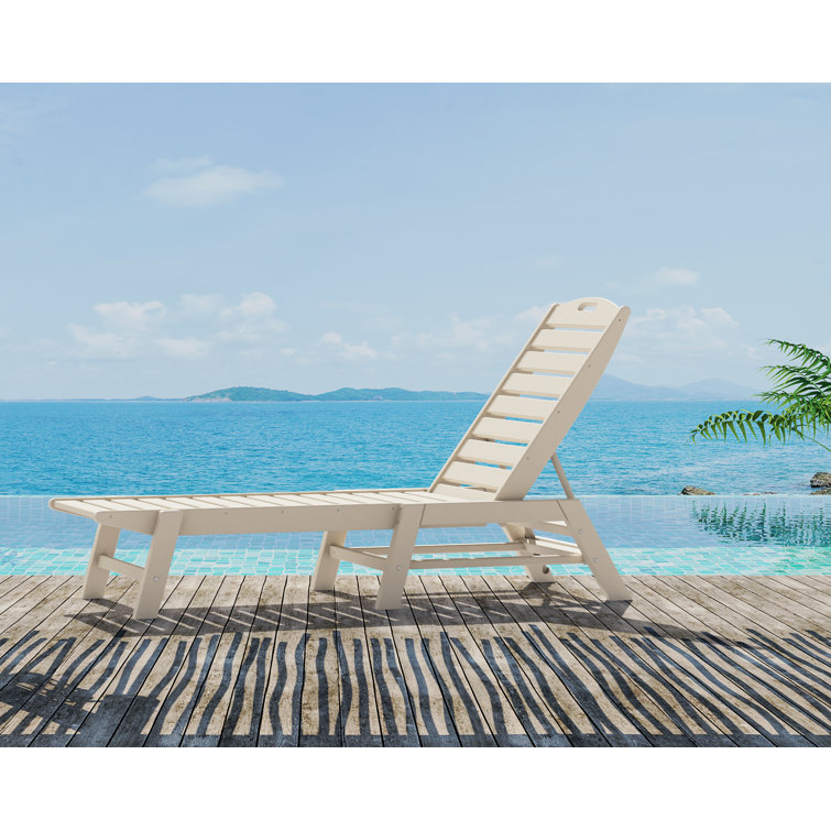 Light Tan Polywood Nautical Armless Chaise Lounger