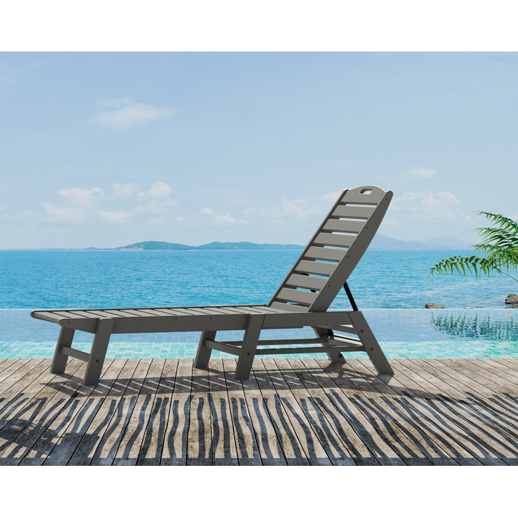 Slate Gray Adjustable Plastic Outdoor Chaise Lounger