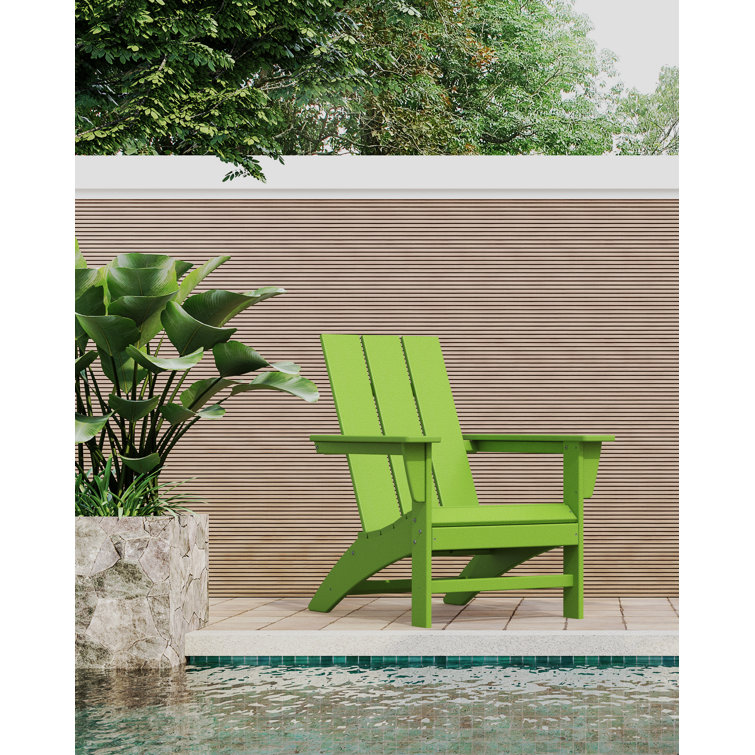 Lime Green Polywood Modern Adirondack Chair with Arms