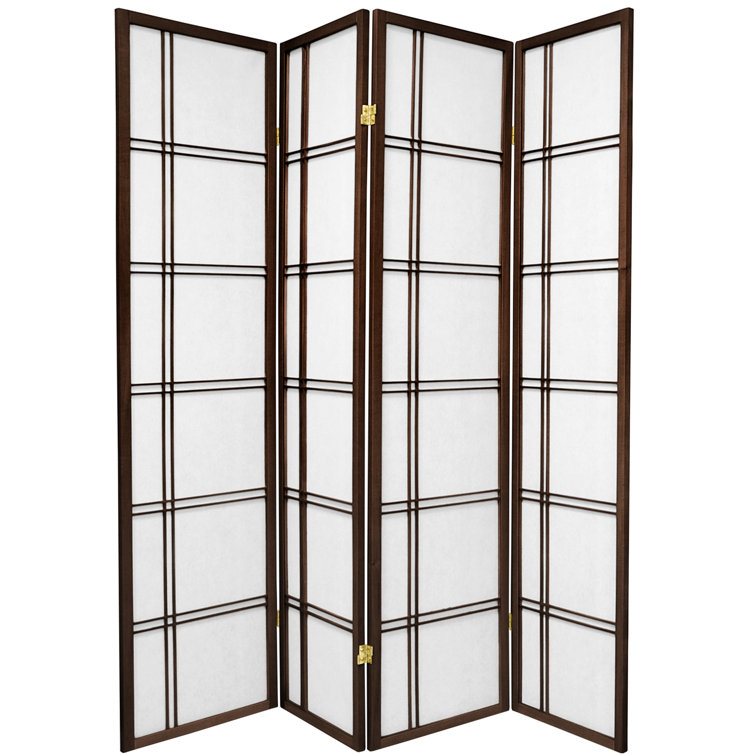 Black Hardwood and Rice Paper 4-Panel Shoji Room Divider