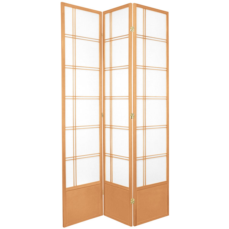 Natural Spruce Wood and Rice Paper Shoji Room Divider