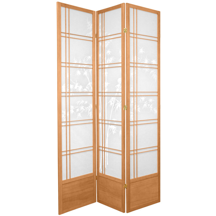 Natural Bamboo Tree Shoji 3-Panel Room Divider
