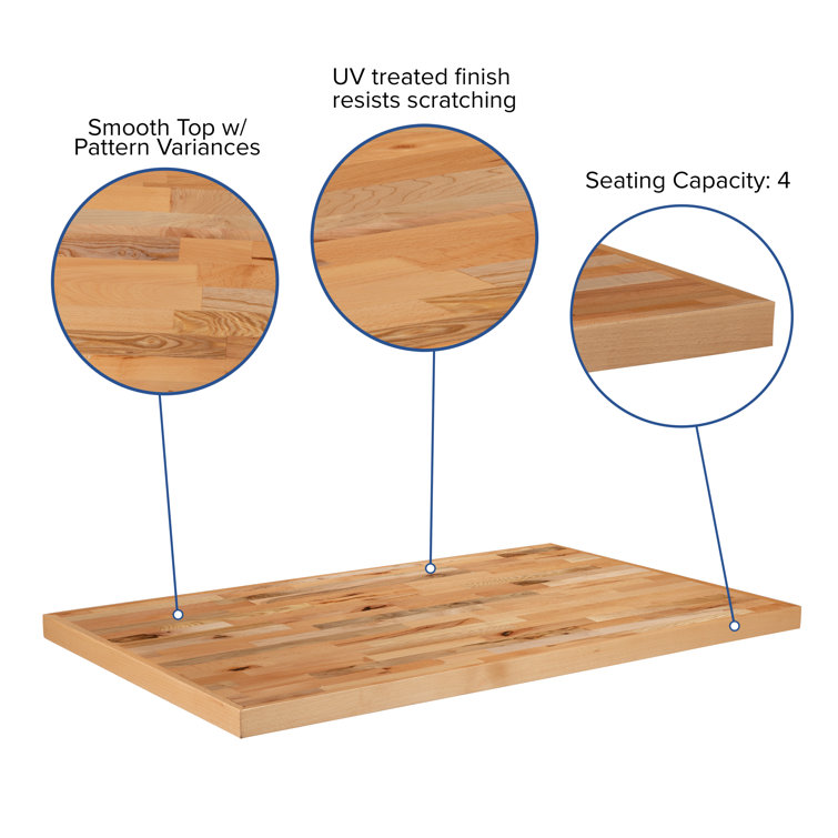 Eco-Friendly Rustic Reclaimed Wood 52" Butcher Block Tabletop