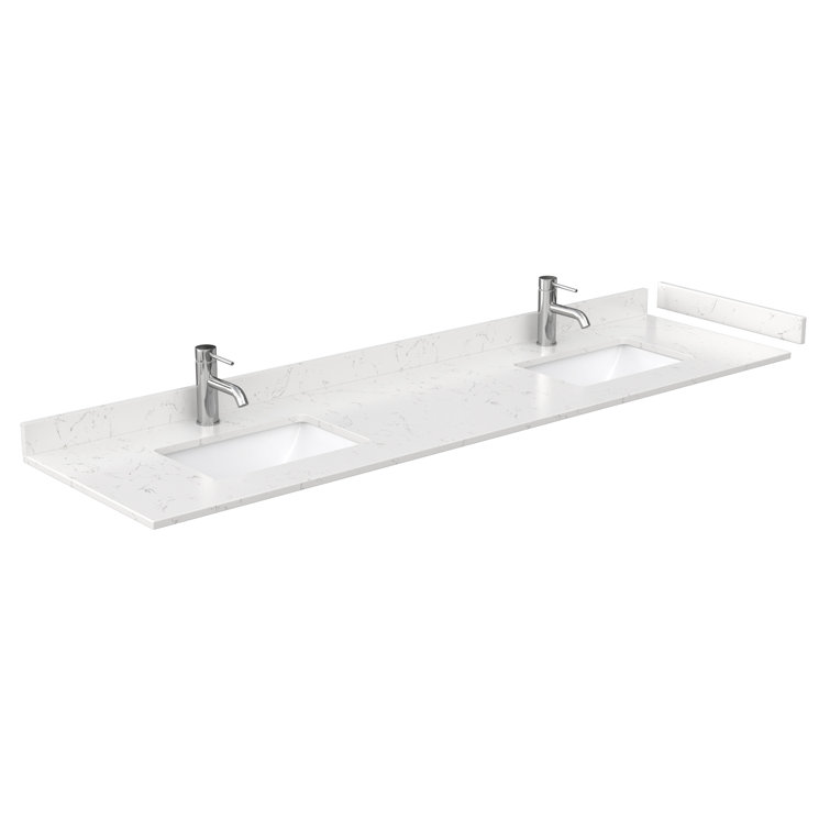 Maroni 80'' Light Straw Double Freestanding Vanity with Carrara Marble Top