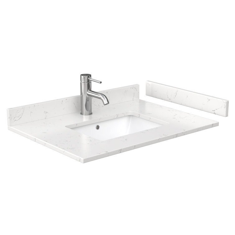 Janna 30" White Oak Freestanding Vanity with Carrara Marble Top