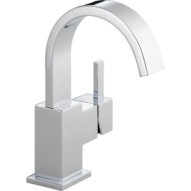 Sleek Modern 7 3/4" Chrome Brass Single Hole Faucet with Drain Assembly