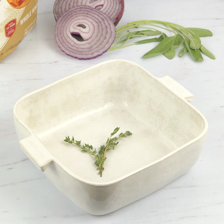 White Ceramic Stoneware Square Baker with Handles