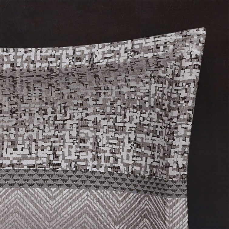 King Grey and Taupe Jacquard Comforter Set with Decorative Pillows