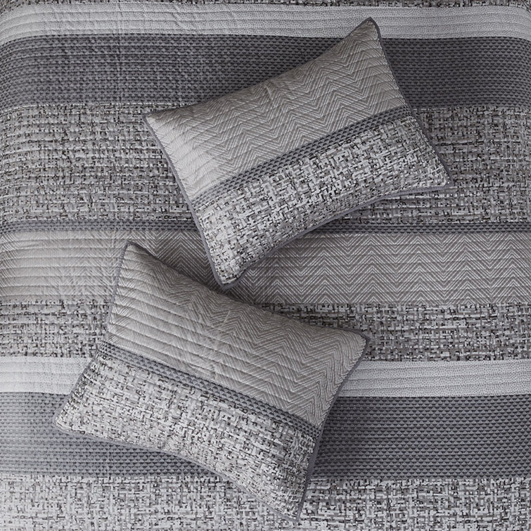 King Grey and Taupe Jacquard Comforter Set with Decorative Pillows