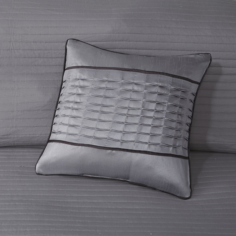 King Grey and Taupe Jacquard Comforter Set with Decorative Pillows