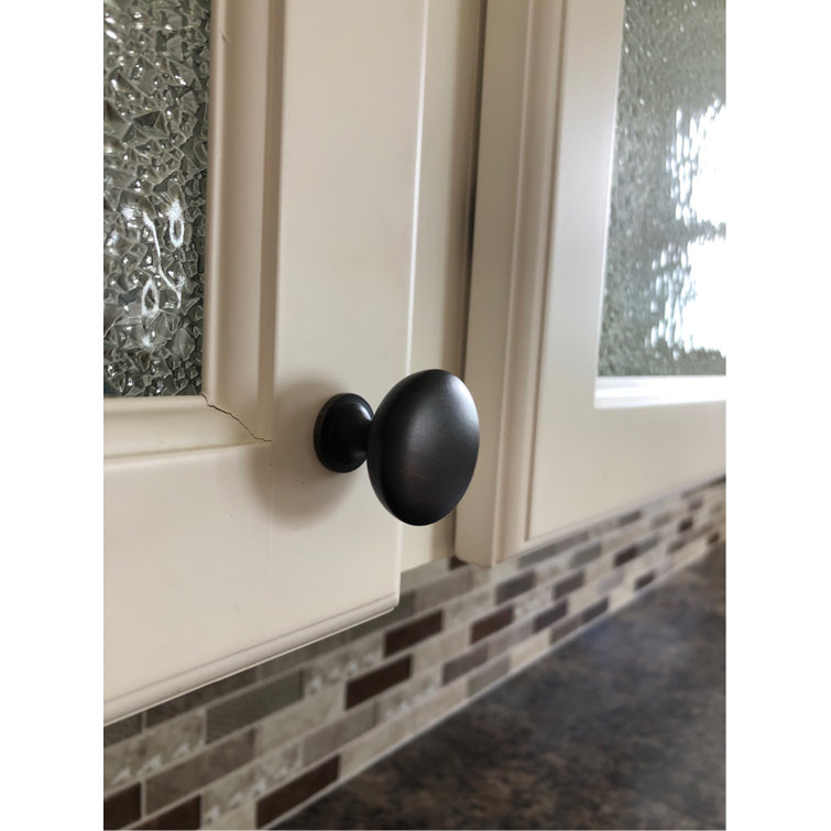 Matte Black Round Cabinet Knob with Mounting Hardware