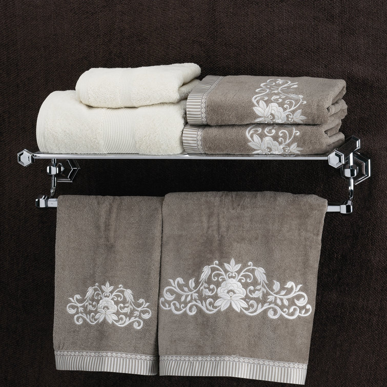 Polished Chrome Wall Mounted Towel Rack with Shelf