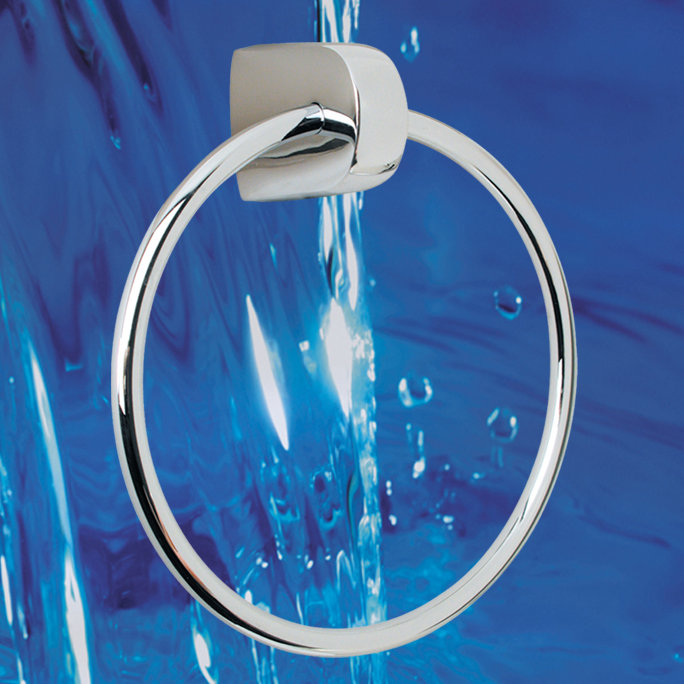 Polished Chrome Modern Wall Mounted Towel Ring