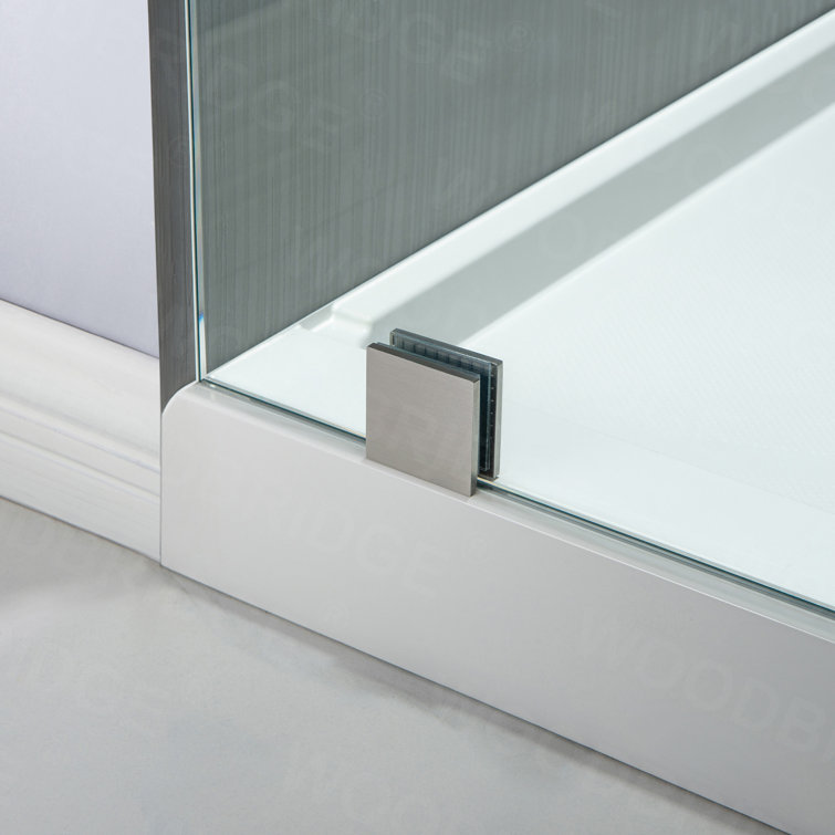76” H Frameless Sliding Shower Door (56-60 Inch Adjustable Width) with Reversible Installation, Safety Glass, Anti-Splash Design