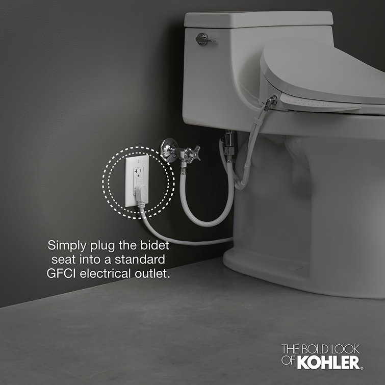 Sleek White Modern Elongated Bidet Toilet Seat with LED Nightlight