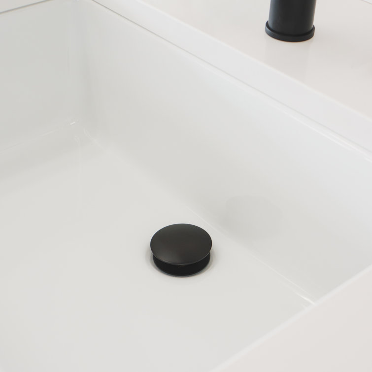 Matte Black Brass Pop-Up Drain Assembly with Overflow