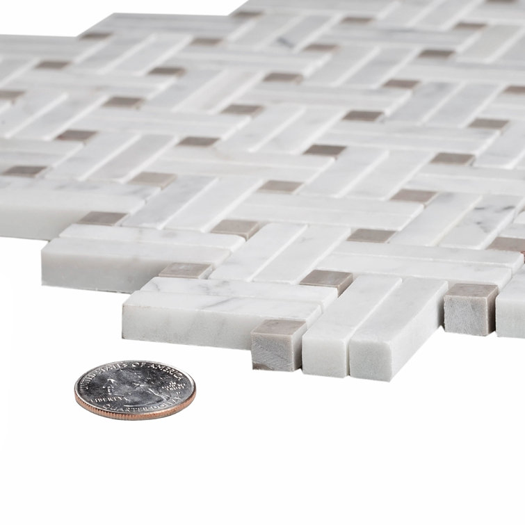 11.5" x 11.2" White Polished Marble Mosaic Tile