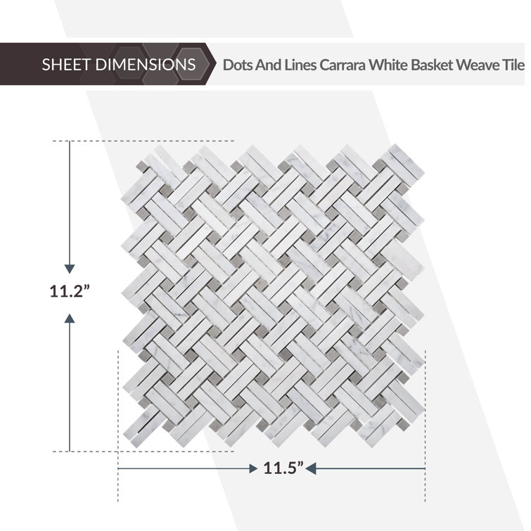 11.5" x 11.2" White Polished Marble Mosaic Tile