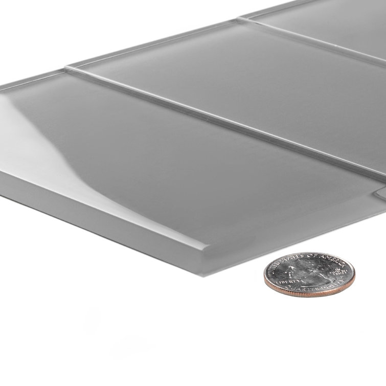 Gray Glossy 3'' x 12'' Glass Subway Wall Tile