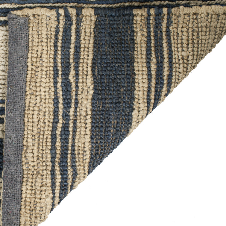 Hand-Knotted Multi-Stripe Jute and Cotton 4' x 6' Rug