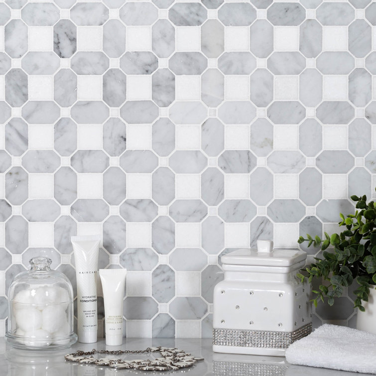White Polished Mosaic Wall & Floor Tile 12.2" x 12.2"