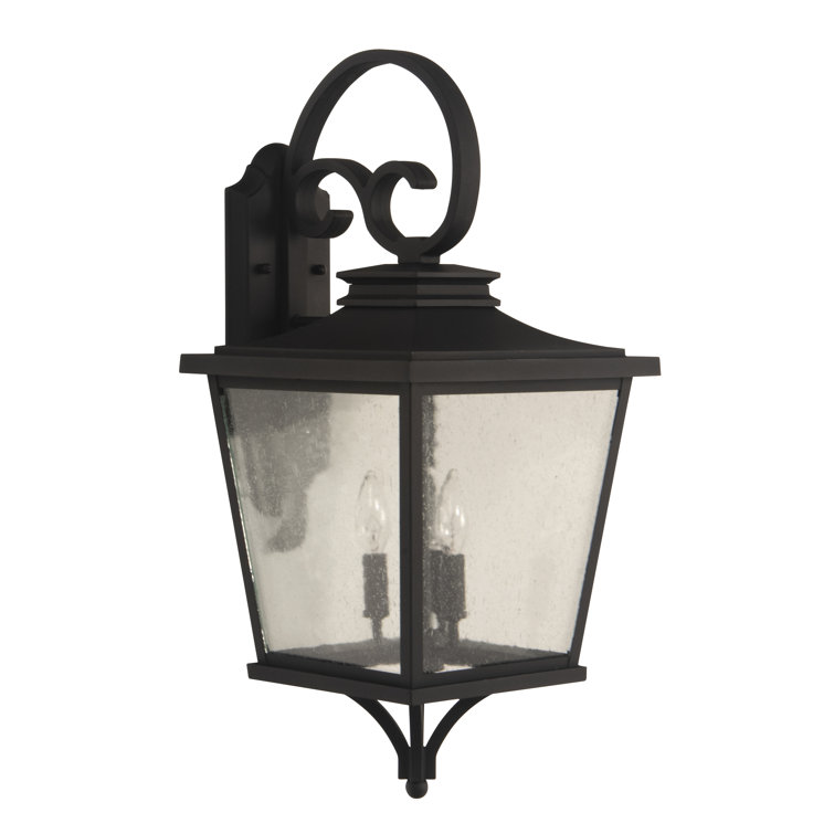 Tillman Matte Black 26.5" Outdoor Wall Lantern with Seeded Glass