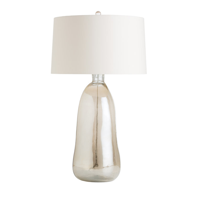 Modern Irregular Mouth Blown Glass Table Lamp with Putty Shade