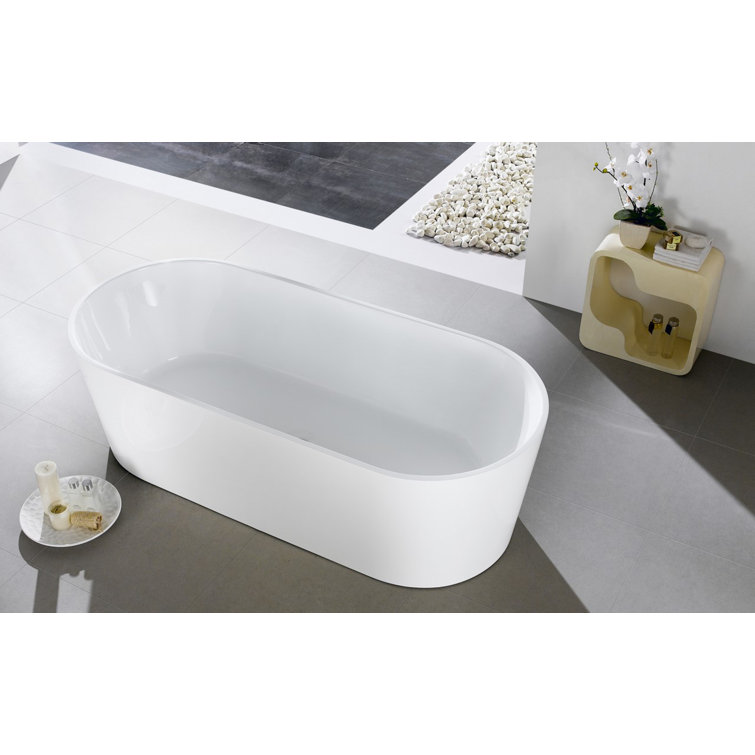 Ovale 67'' White Freestanding Acrylic Bathtub