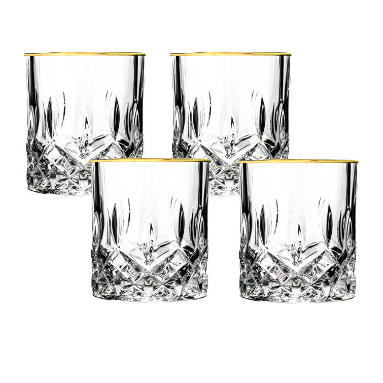 Opera 11oz Crystal Whiskey Glass Set with Gold Rim