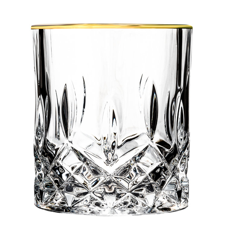 Opera 11oz Crystal Whiskey Glass Set with Gold Rim